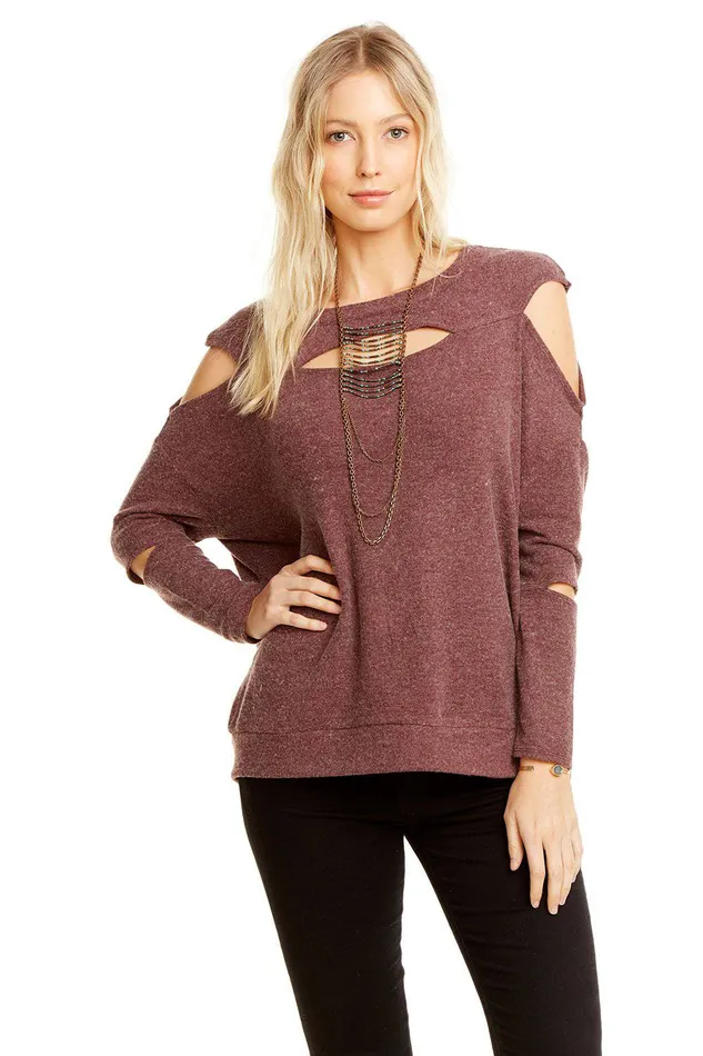 Loungewear Chaser Brand Womens LOVE KNIT LS SLIT DOLMAN PULLOVER