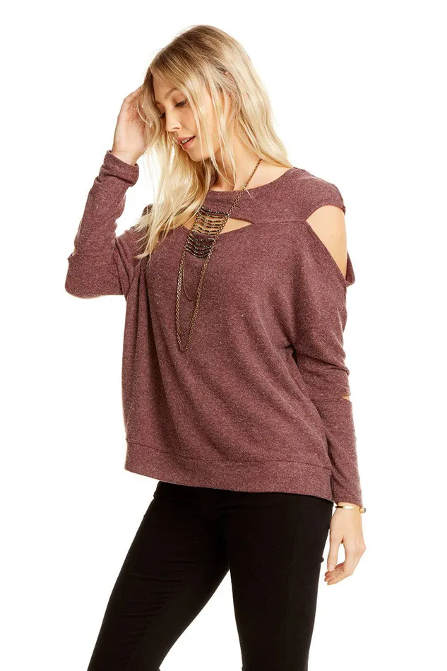 Loungewear Chaser Brand Womens LOVE KNIT LS SLIT DOLMAN PULLOVER