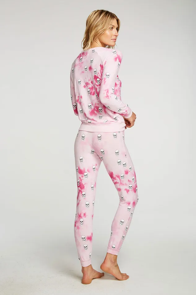 Loungewear Womens Tie Dye Skull Pants Chaser Brand
