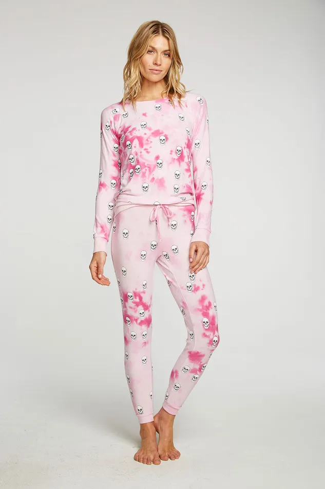 Loungewear Womens Tie Dye Skull Pants Chaser Brand