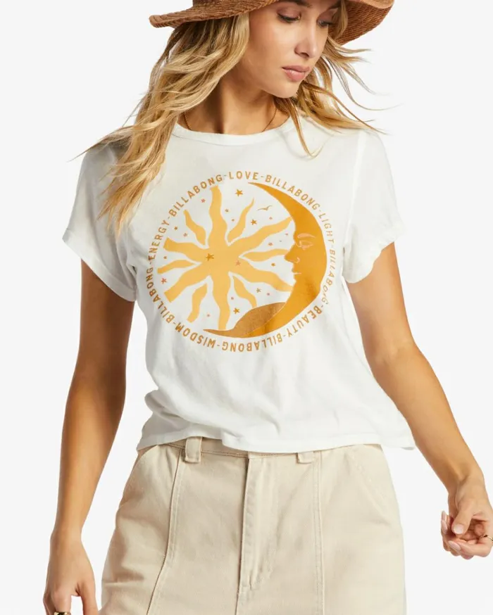 Love And Light Boxy Top Salt Crystal Women Billabong Graphic Tees and Tanks