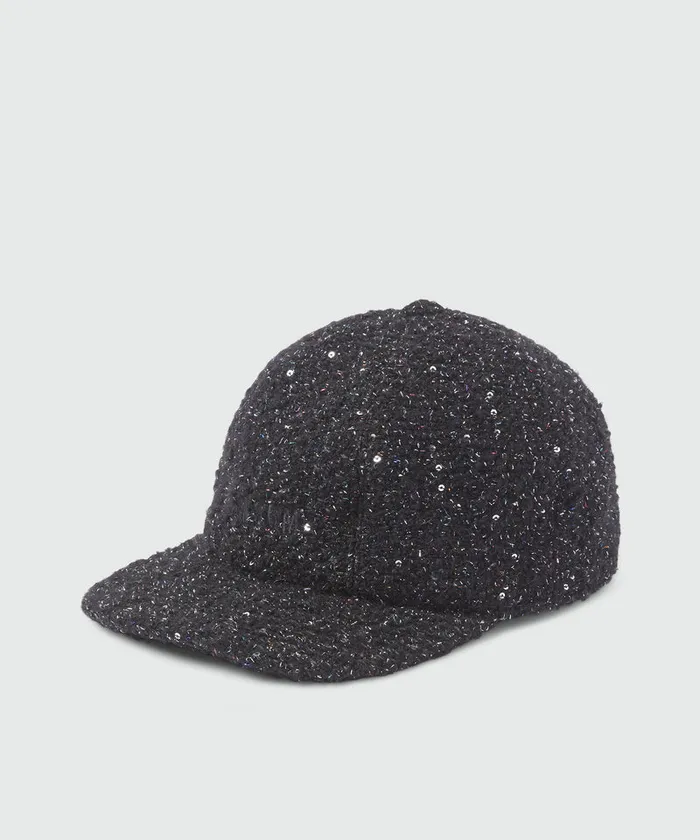 Lurex Tweed Baseball Cap Women MSGM Hats Scarves And Gloves
