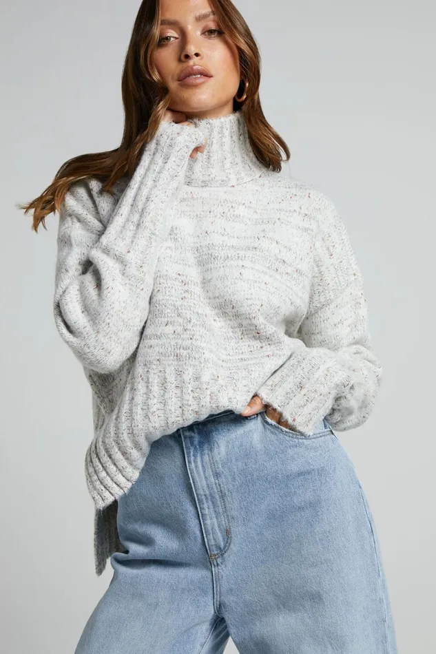 Maleesha Jumper 8211 Oversized Turtle Neck Knit Jumper In Grey Marle Women Showpo Sweaters and Cardigans Maleesha Jumper 8211 Oversized Turtle Neck Knit Jumper In Grey Marle Women Showpo Sweaters and Cardigans