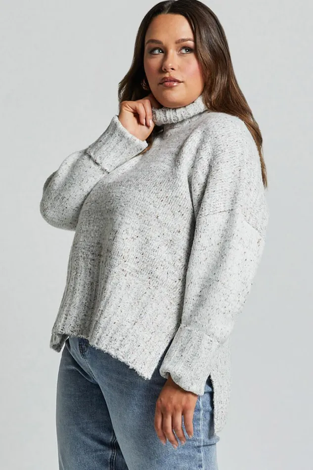 Maleesha Jumper 8211 Oversized Turtle Neck Knit Jumper In Grey Marle Women Showpo Sweaters and Cardigans