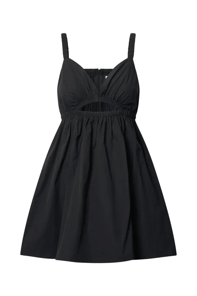 Marie Mini Dress 8211 Strappy V Neck Front Cut Out A Line In Black Women Showpo Dresses