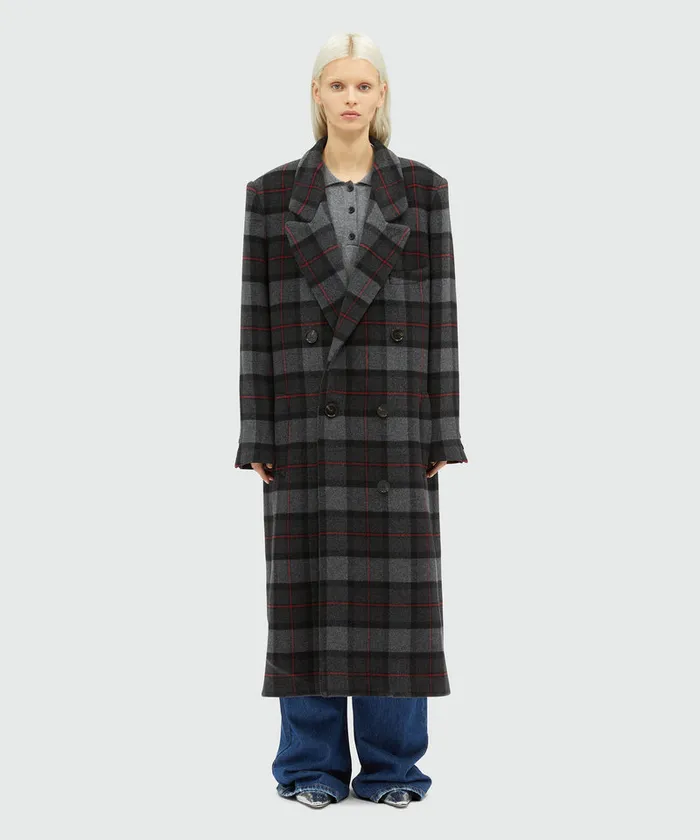 Maxi Check Cloth Coat Women MSGM Jackets And Coats
