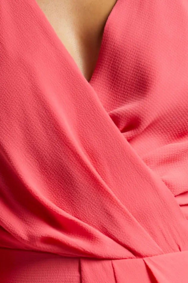 Meagan Midi Dress 8211 V Neck Flutter Sleeve Pleated Detail Wrap In Pink Women Showpo Dresses
