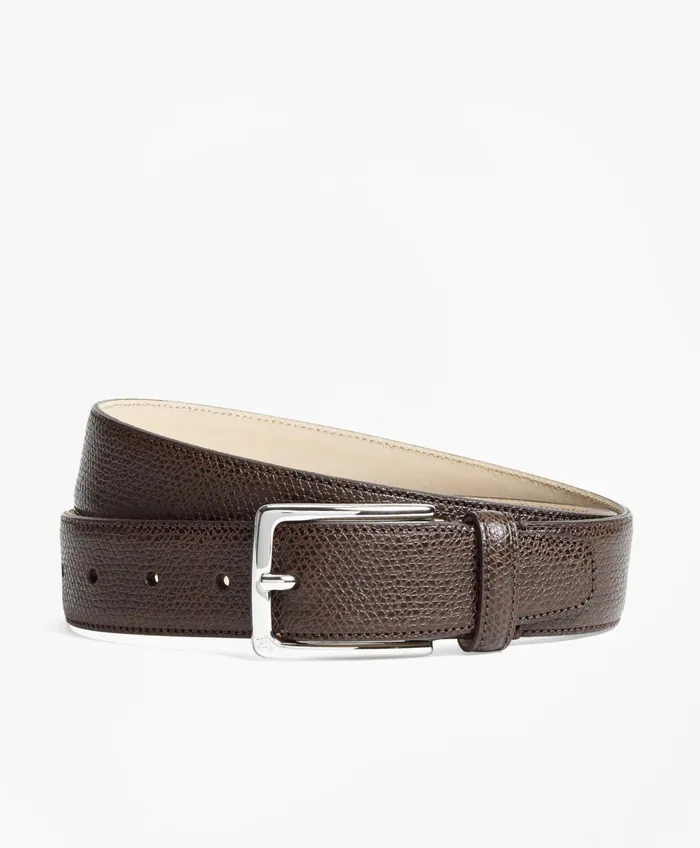 Men 1818 Textured Leather Belt Brown Brooks Brothers Belts