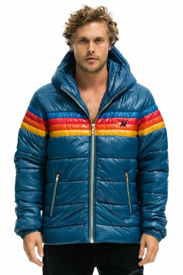 Men 4 STRIPE LUXE TREKKER JACKET 8211 GLOSSY DEEP BLUE Aviator Nation Outerwear