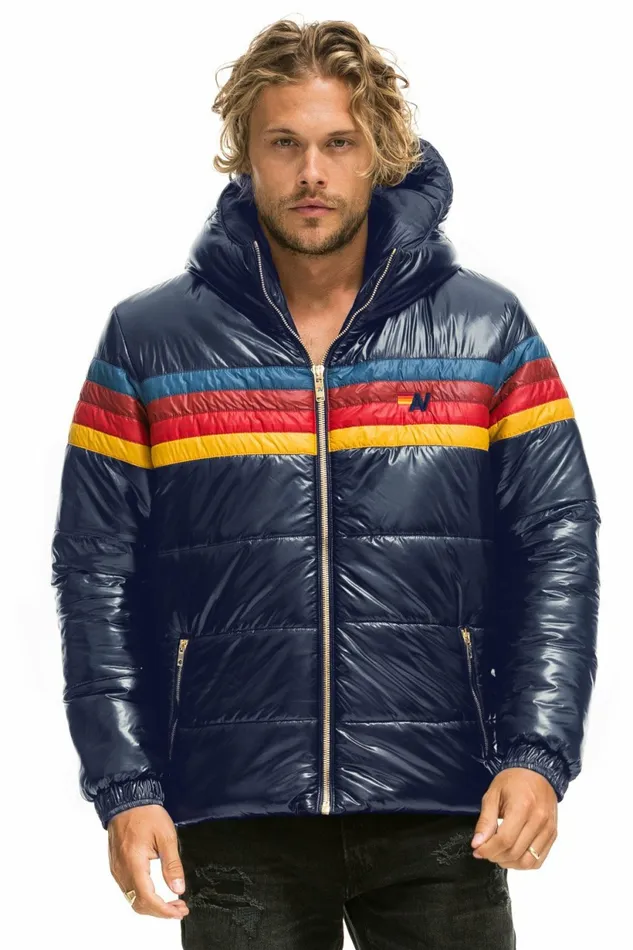 Men 4 STRIPE LUXE TREKKER JACKET 8211 GLOSSY NAVY Aviator Nation Outerwear