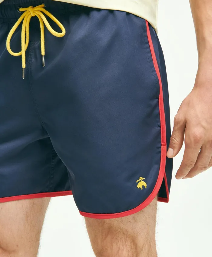 Men 5034 Stretch Montauk Solid Swim Trunks Navy Brooks Brothers Shorts and Swimwear