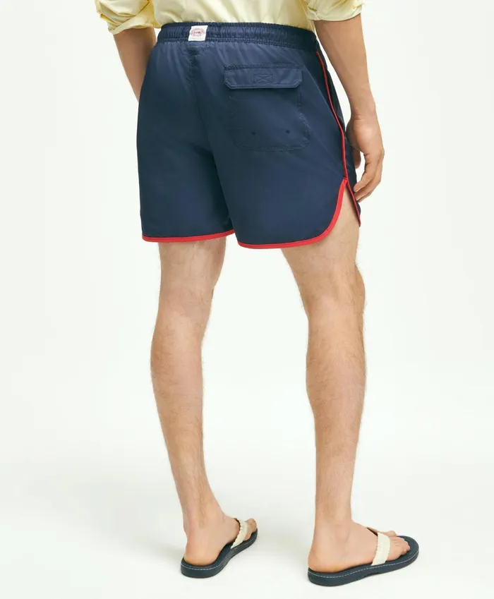 Men 5034 Stretch Montauk Solid Swim Trunks Navy Brooks Brothers Shorts and Swimwear