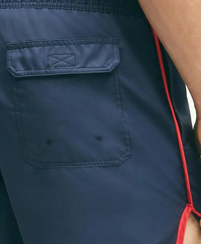 Men 5034 Stretch Montauk Solid Swim Trunks Navy Brooks Brothers Shorts and Swimwear