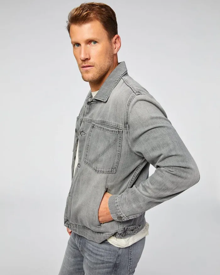 Men 7 For All Mankind Jackets 038 Coats Mojo Patch Pocket Trucker Jacket In Dharma Grey