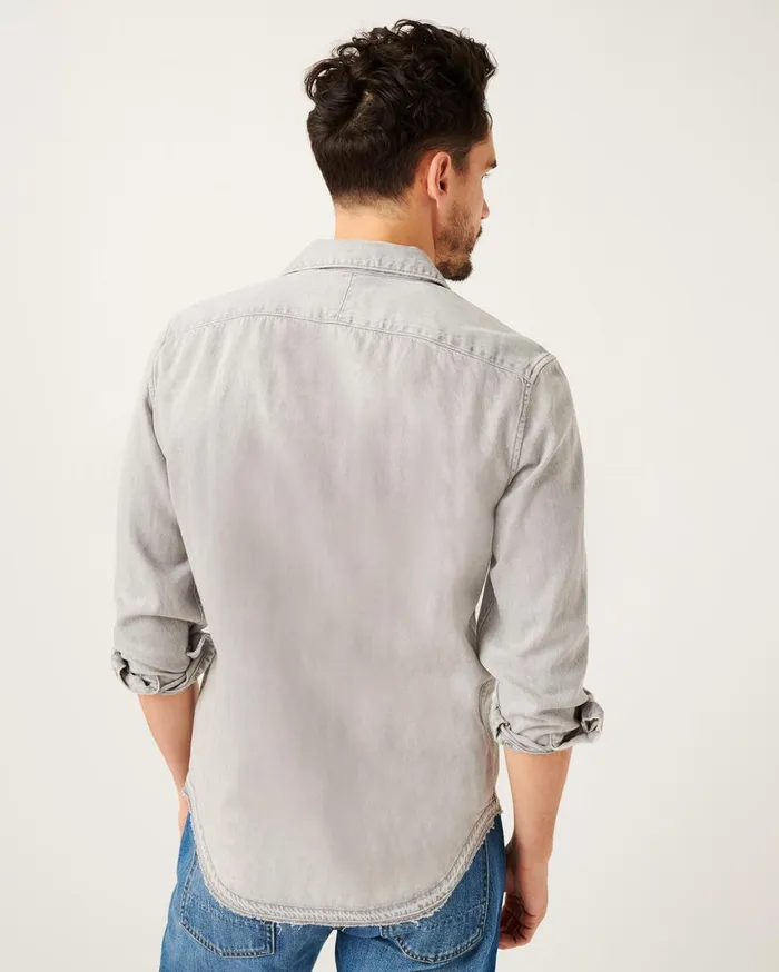 Men 7 For All Mankind Shirts Long Sleeve Denim Shirt In Washed Grey