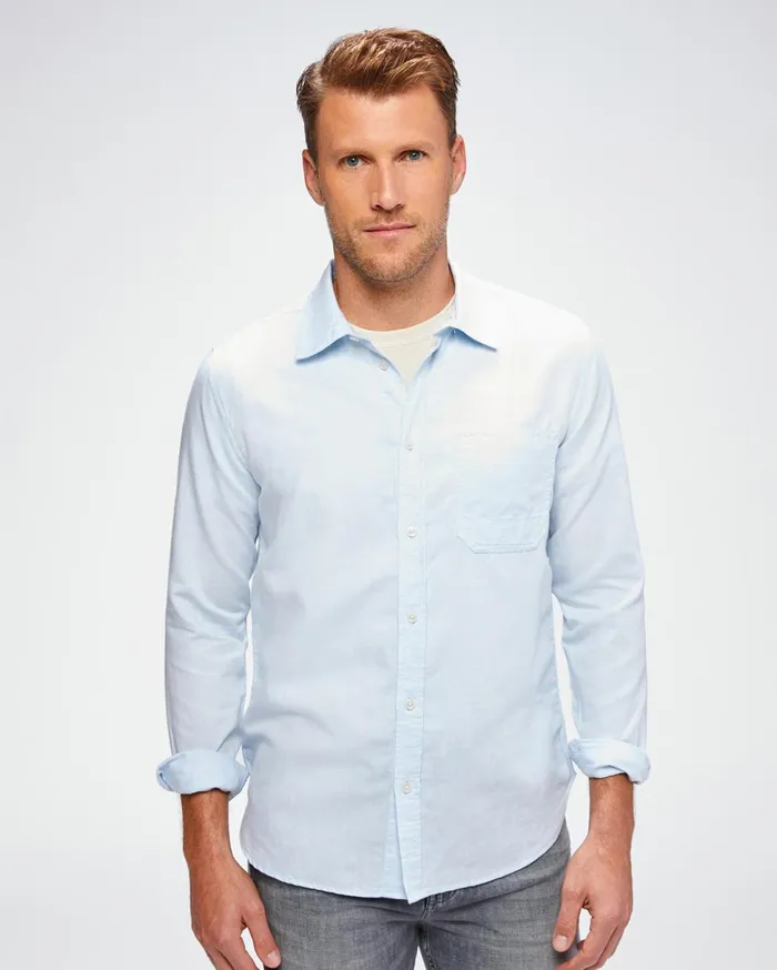 Men 7 For All Mankind Shirts One Pocket Shirt In Powder Blue