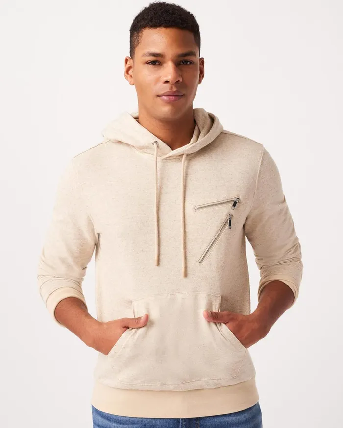 Men 7 For All Mankind Sweaters 7 Zip Hoodie In Heather Oatmeal