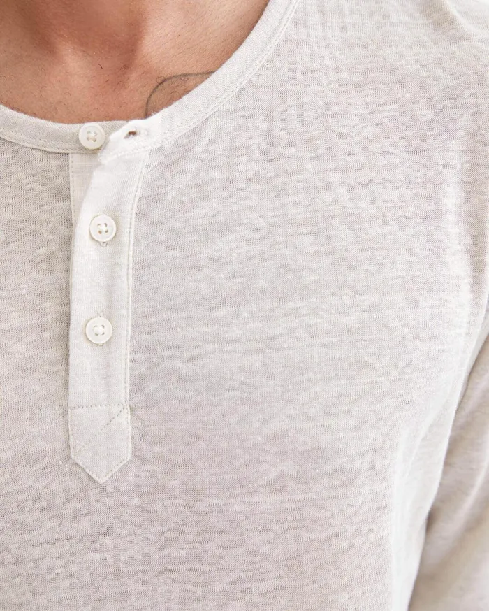 Men 7 For All Mankind Tees Long Sleeve Uniform Henley In Ivory