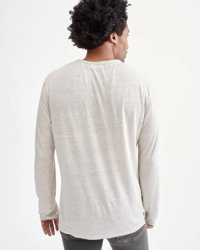 Men 7 For All Mankind Tees Long Sleeve Uniform Henley In Ivory
