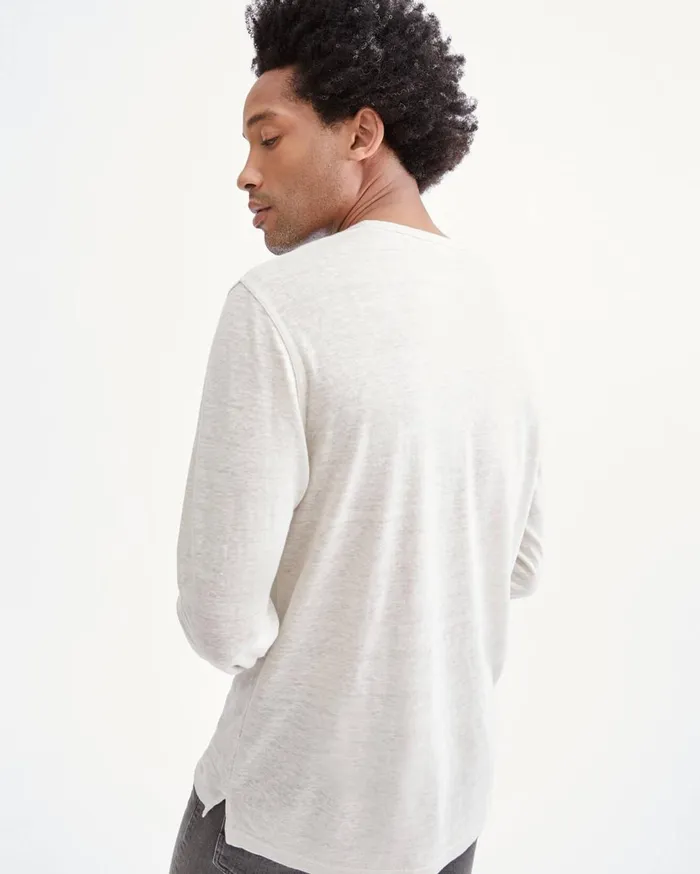 Men 7 For All Mankind Tees Long Sleeve Uniform Henley In Ivory