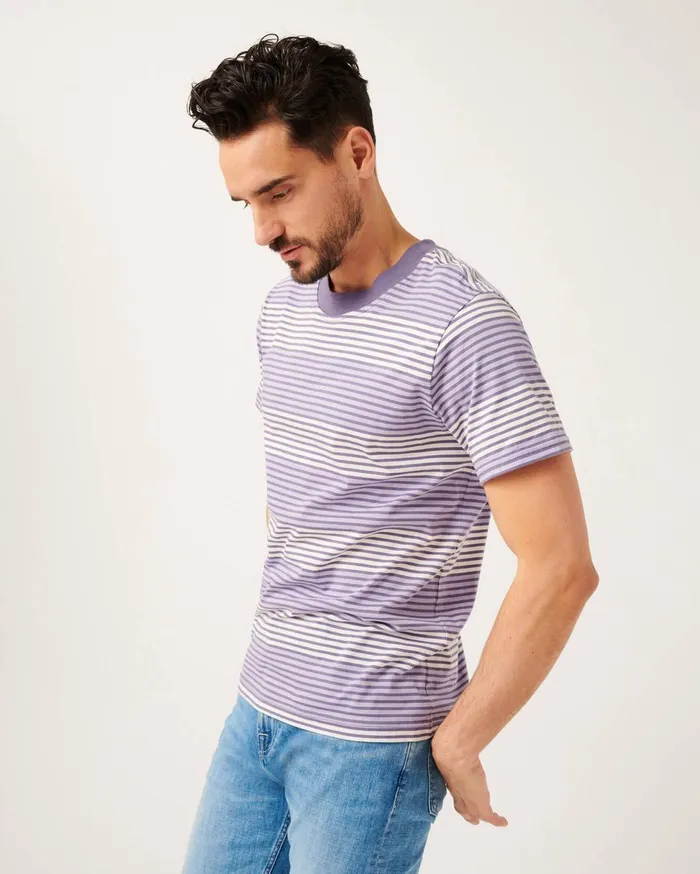 Men 7 For All Mankind Tees Modern Tee In Lavender Stripe