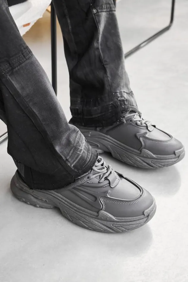 Men Baskets Grises Semelle paisse Grey Brentiny Paris Sneakers
