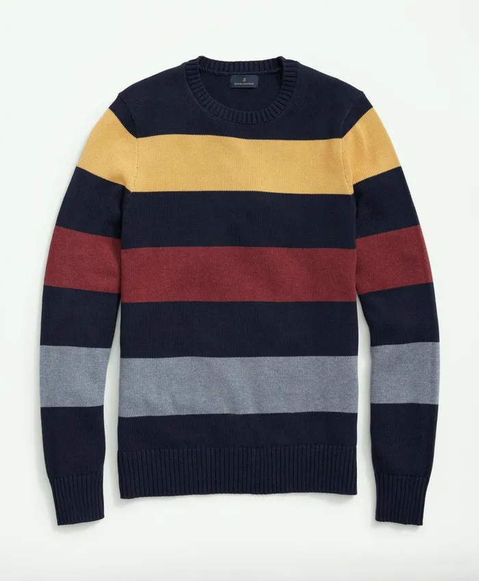 Men Big and Tall Cotton Crewneck Rugby Stripe Sweater Navy Multi Brooks Brothers Sweaters Men Big and Tall Cotton Crewneck Rugby Stripe Sweater Navy Multi Brooks Brothers Sweaters
