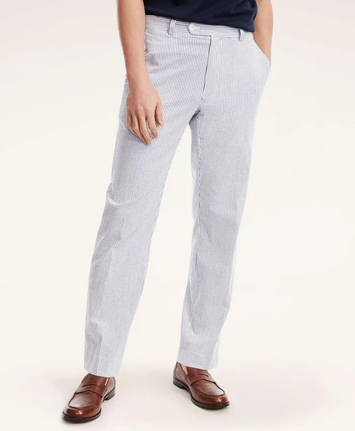 Men Big and Tall Cotton Seersucker Pants Blue Brooks Brothers Chinos and Casual Pants