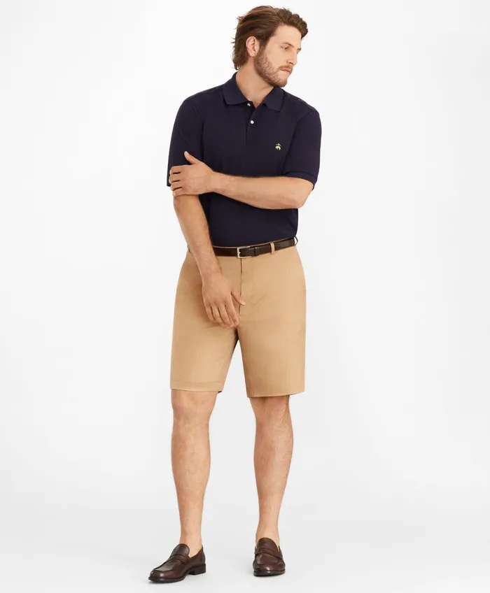 Men Big and Tall Flat Front Stretch Advantage Chino Shorts British Khaki Brooks Brothers Shorts and Swimwear