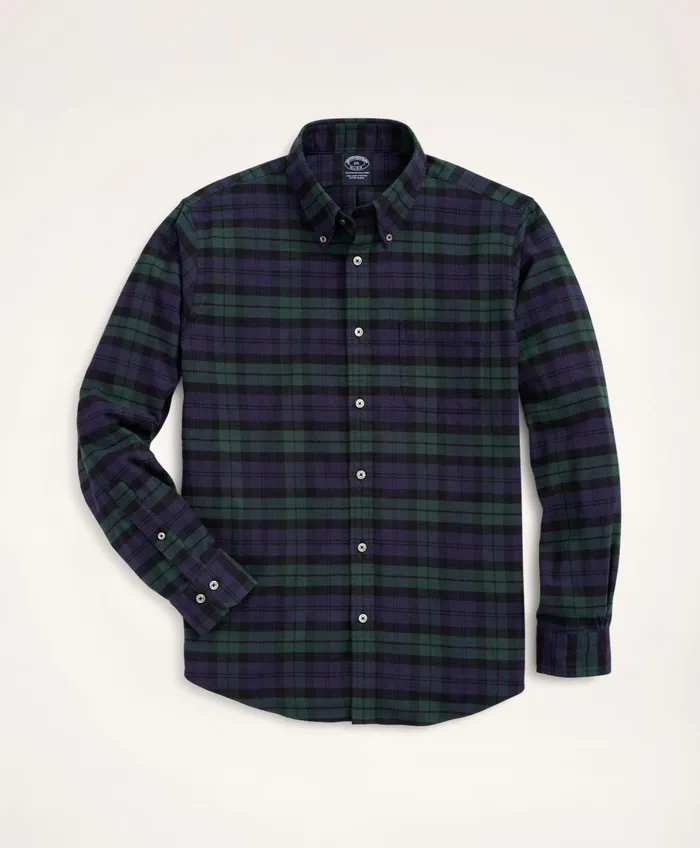 Men Big and Tall Portuguese Flannel Shirt Navygreen Brooks Brothers Sport Shirts