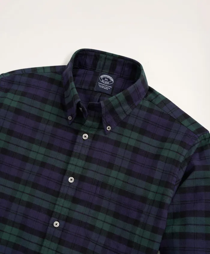 Men Big and Tall Portuguese Flannel Shirt Navygreen Brooks Brothers Sport Shirts