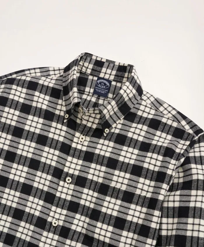 Men Big and Tall Portuguese Flannel Shirt Whiteblack Brooks Brothers Sport Shirts