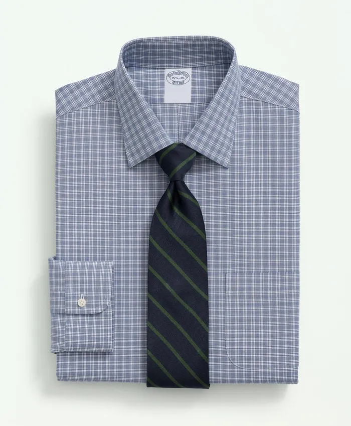 Men Big and Tall Stretch Supima Cotton NonIron Poplin Ainsley Collar Checked Dress Shirt Bright Blue Brooks Brothers Dress Shirts Men Big and Tall Stretch Supima Cotton NonIron Poplin Ainsley Collar Checked Dress Shirt Bright Blue Brooks Brothers Dress Shirts