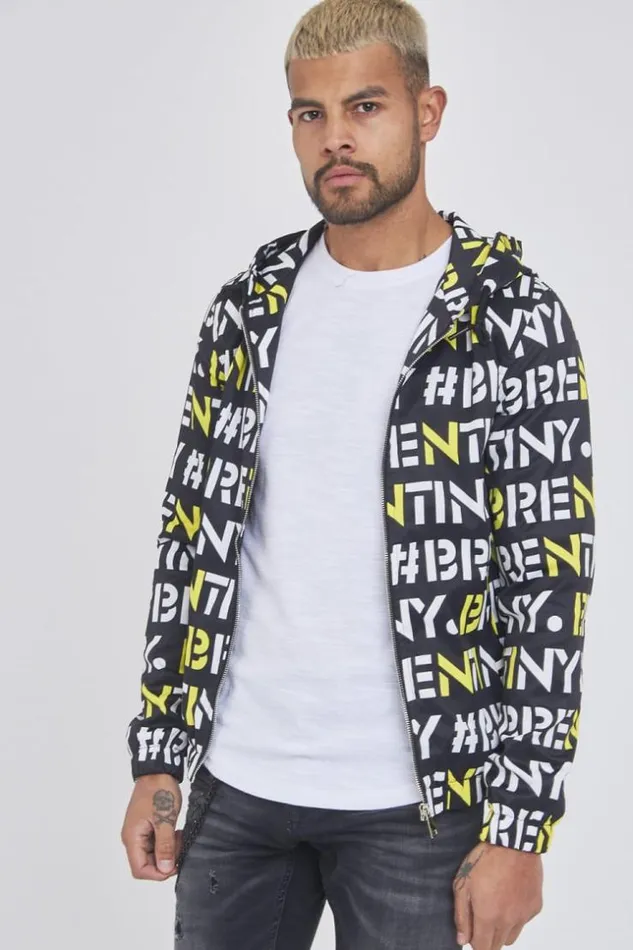Men Black Jacket With White Yellow Brentiny Print Black Brentiny Paris Jackets Men Black Jacket With White Yellow Brentiny Print Black Brentiny Paris Jackets