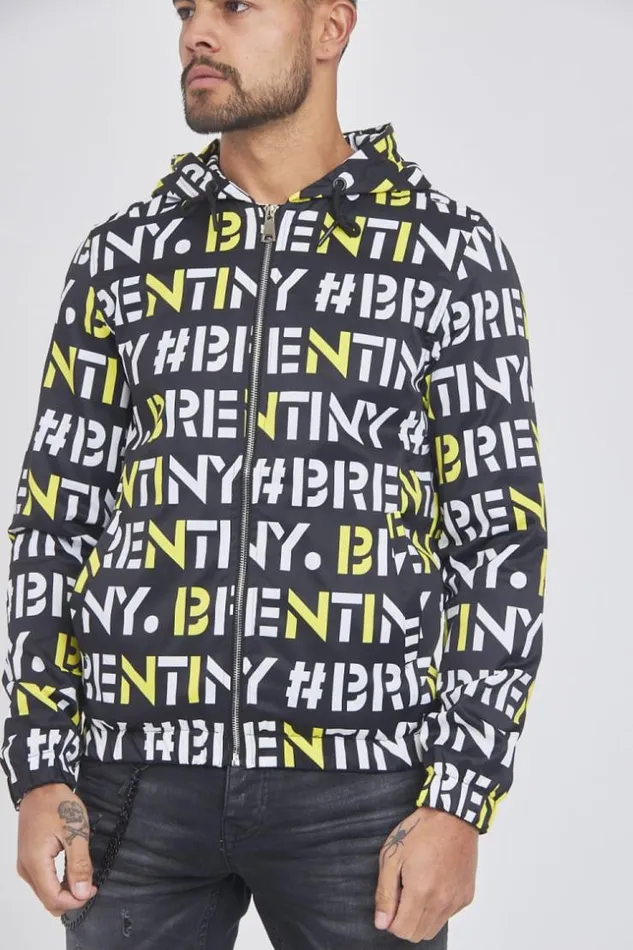 Men Black Jacket With White Yellow Brentiny Print Black Brentiny Paris Jackets Men Black Jacket With White Yellow Brentiny Print Black Brentiny Paris Jackets