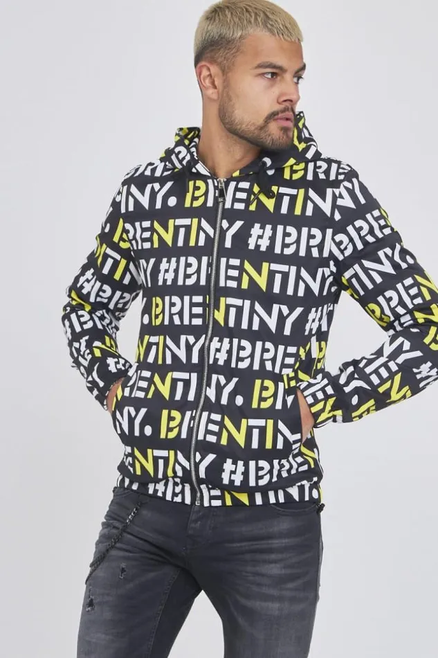 Men Black Jacket With White Yellow Brentiny Print Black Brentiny Paris Jackets Men Black Jacket With White Yellow Brentiny Print Black Brentiny Paris Jackets