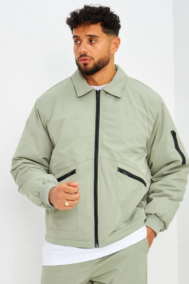 Men Blouson Kaki Poches Zippes Khaki Brentiny Paris Jackets