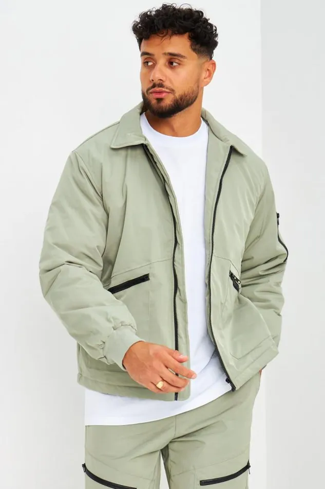 Men Blouson Kaki Poches Zippes Khaki Brentiny Paris Jackets