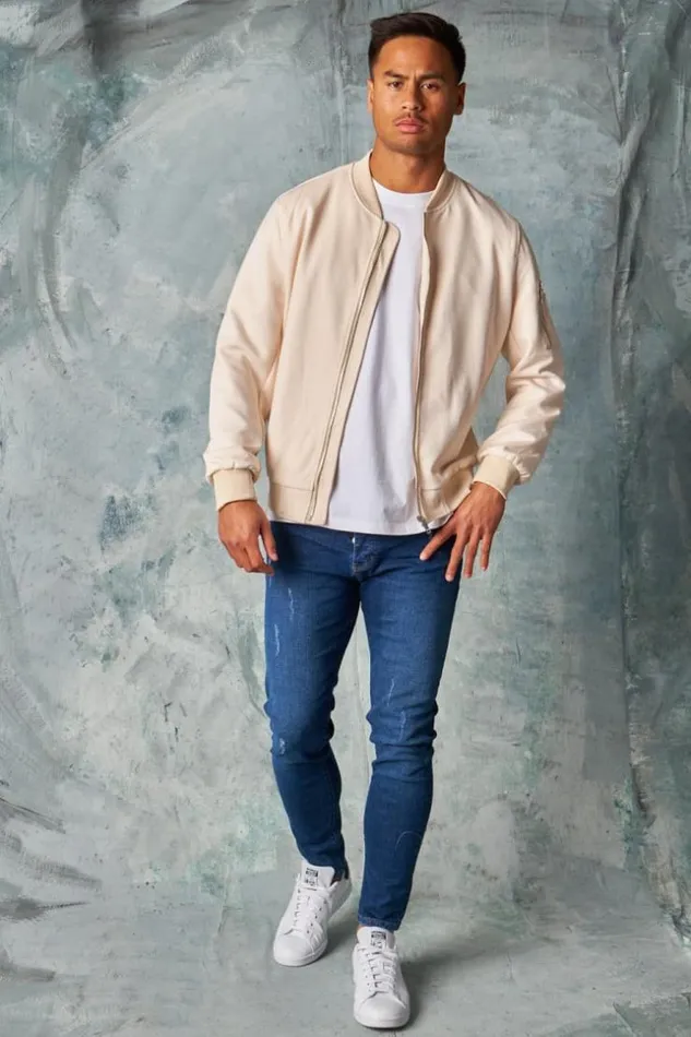 Men Bomber En Sudine Beige Clair Beigeclair Brentiny Paris Jackets