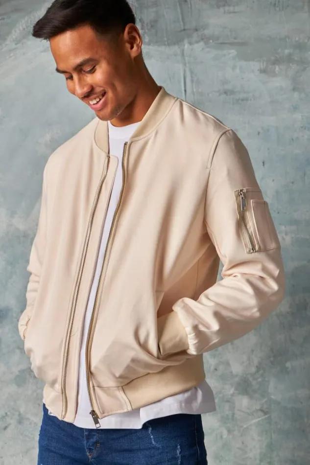 Men Bomber En Sudine Beige Clair Beigeclair Brentiny Paris Jackets