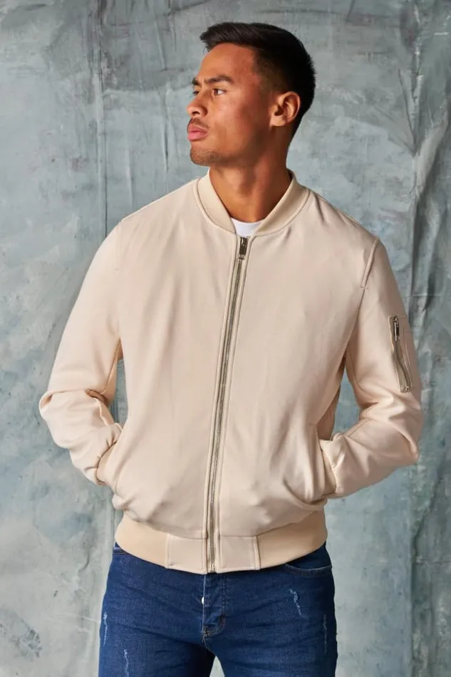 Men Bomber En Sudine Beige Clair Beigeclair Brentiny Paris Jackets
