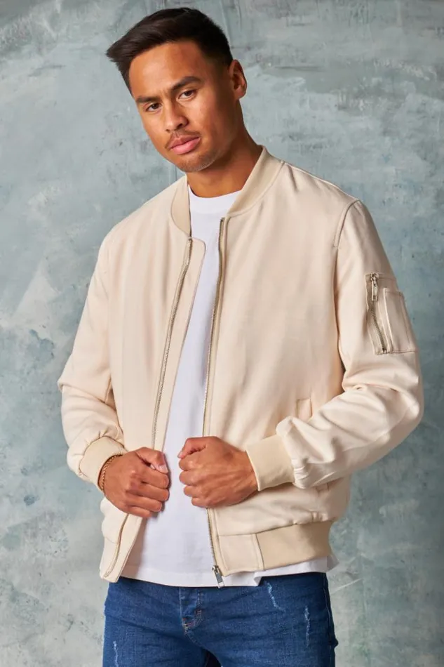 Men Bomber En Sudine Beige Clair Beigeclair Brentiny Paris Jackets
