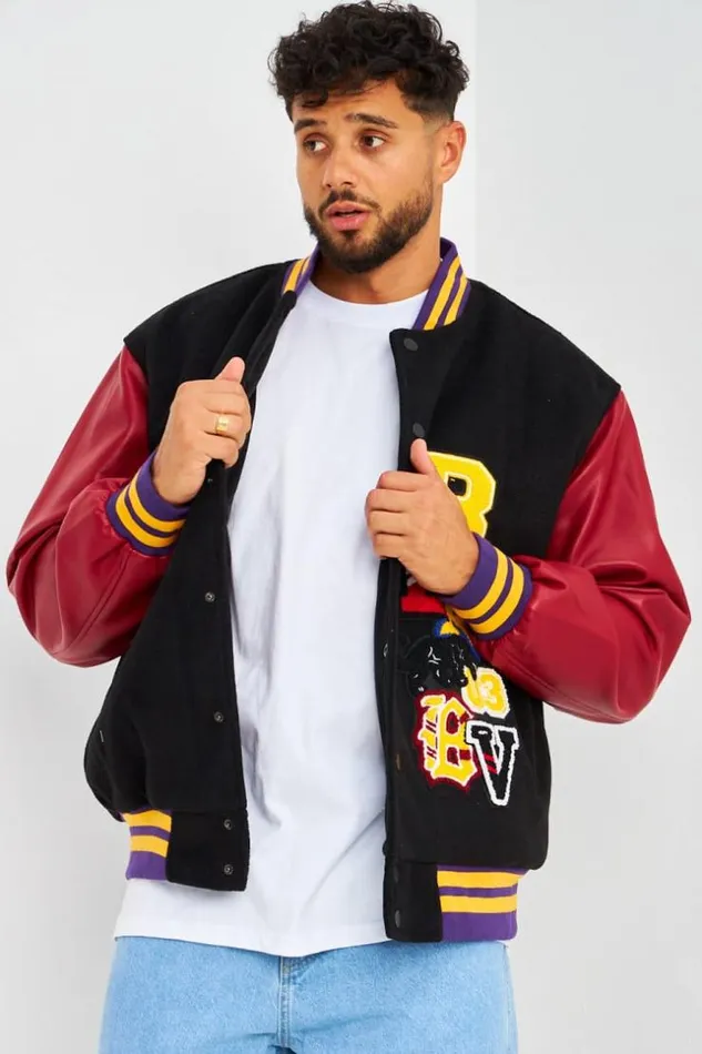 Men Bomber pais Noir Manches Simili Cuir Bordeaux Black Brentiny Paris Jackets Men Bomber pais Noir Manches Simili Cuir Bordeaux Black Brentiny Paris Jackets