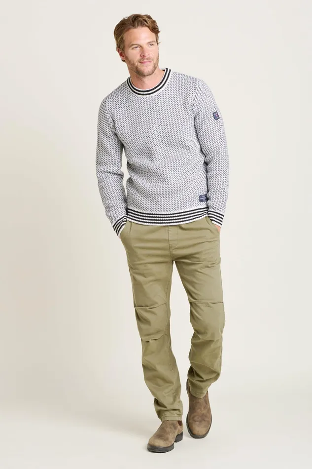 Men Brakeburn Knitwear Cream Fishermans Jumper