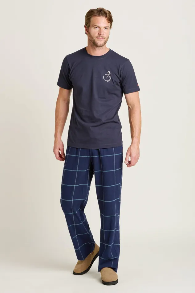 Men Brakeburn Pyjamas Navy Navy Check Pyjama Bottoms