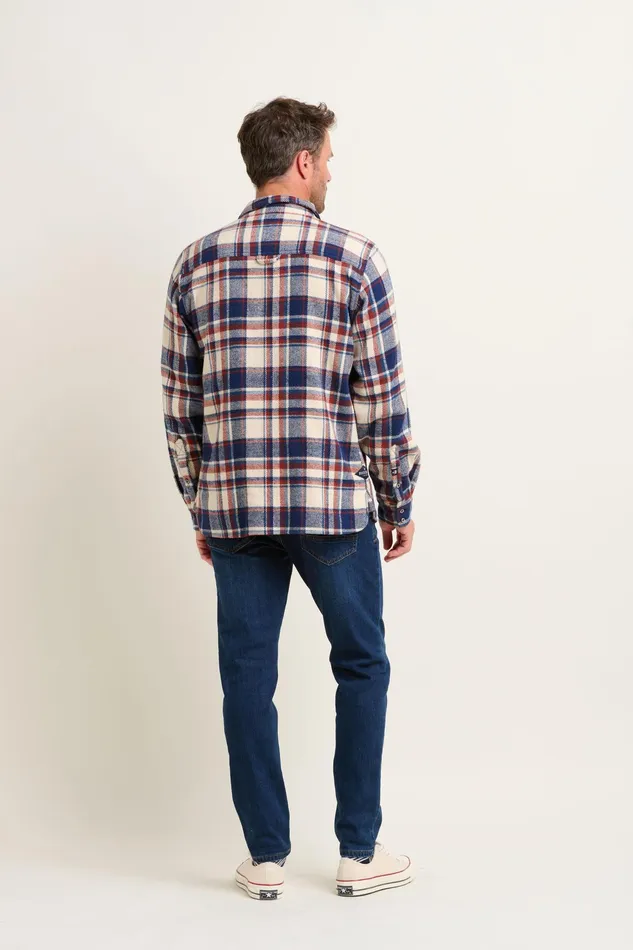 Men Brakeburn Shirts Burgundy And Navy Navy Blanket Check Shirt