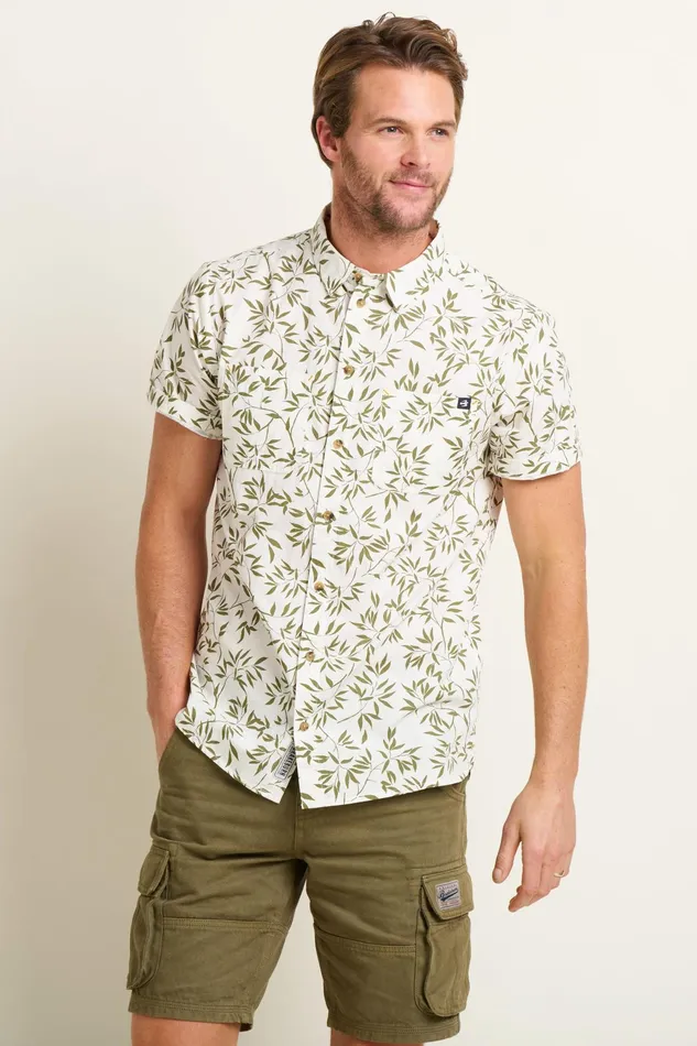 Men Brakeburn Shirts Cream Bamboo Leaf Shirt