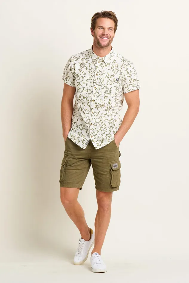 Men Brakeburn Shirts Cream Bamboo Leaf Shirt