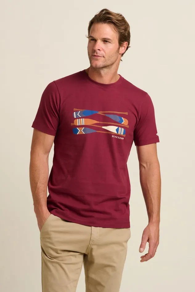 Men Brakeburn TShirts Burgundy Paddles Tee