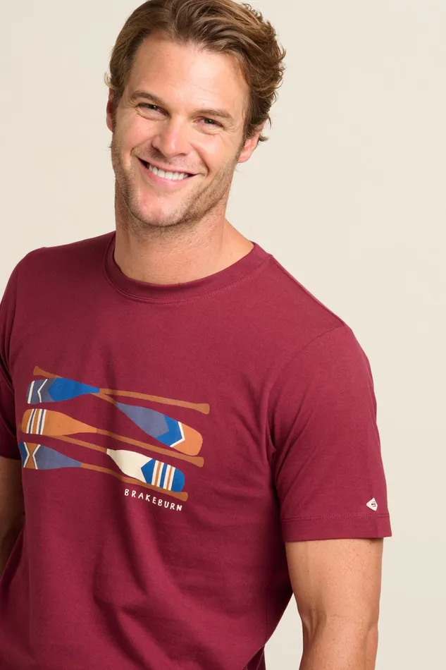 Men Brakeburn TShirts Burgundy Paddles Tee